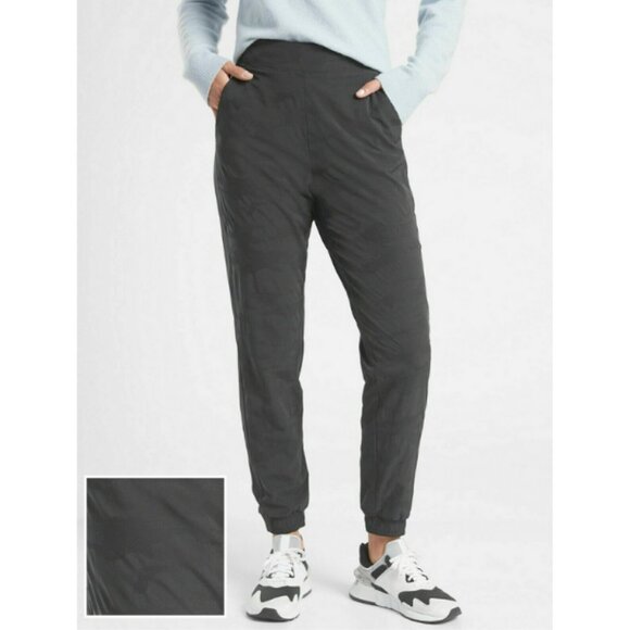 ATHLETA Brooklyn Black Camo Jogger Pant Stretch Elastic Waist Size 12 - Picture 1 of 11